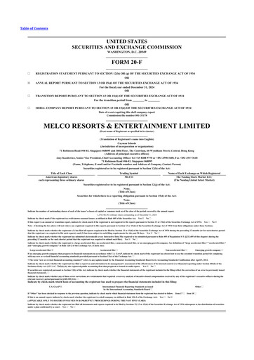 Thumbnail Melco Resorts & Entertainment 20-F Annual Report 2024