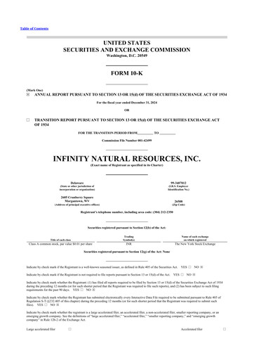 Thumbnail Infinity Natural Resources 10-K Annual Report 