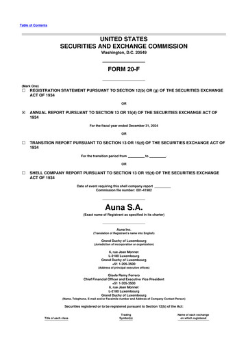 Thumbnail Auna SA 20-F Annual Report 