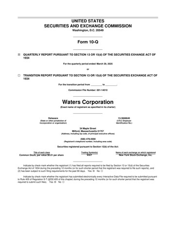 Thumbnail Waters Corporation 10-Q Quarterly Report FY2025 