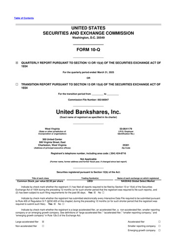 Vorschaubild United Bankshares 10-Q Quartalsbericht 2025 