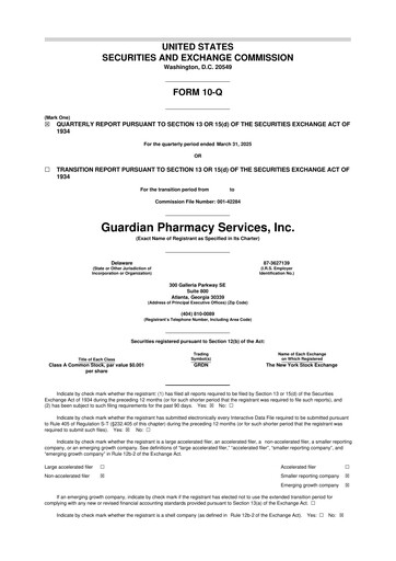 Vorschaubild Guardian Pharmacy Services 10-Q Quartalsbericht 2025 