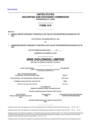 Miniature WNS 10-K Rapport annuel 2025