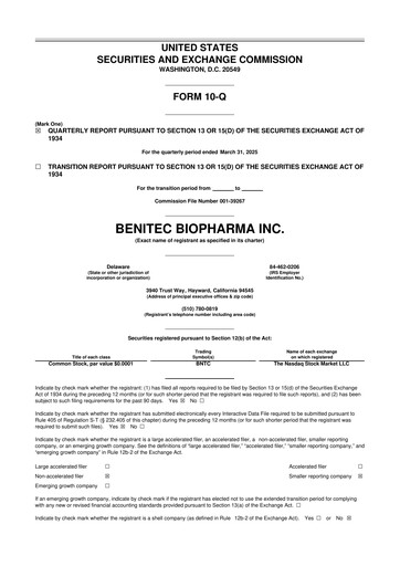 Thumbnail Benitec Biopharma
 10-Q Quarterly Report FY2025 