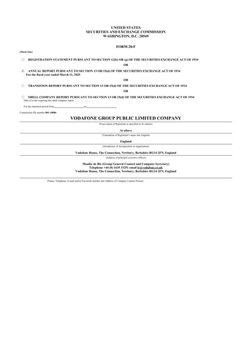 Thumbnail Vodafone 20-F Annual Report 2025