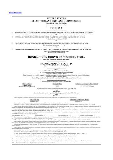 Miniature Honda 20-F Rapport annuel 2025