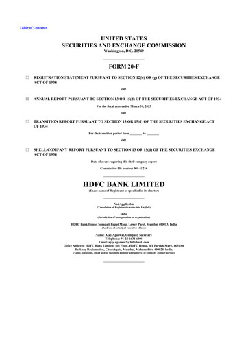 Thumbnail HDFC Bank 20-F Annual Report 2025