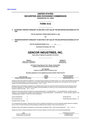 Miniature Gencor Industries
 10-Q Rapport trimestriel 2025 