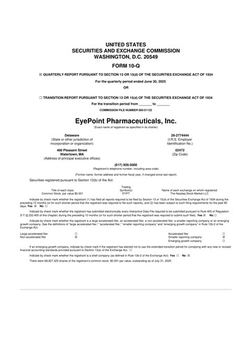 Thumbnail EyePoint Pharmaceuticals
 10-Q Quarterly Report FY2025 