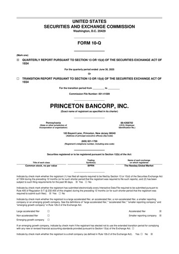 Miniature Princeton Bancorp 10-Q Rapport trimestriel 2025 
