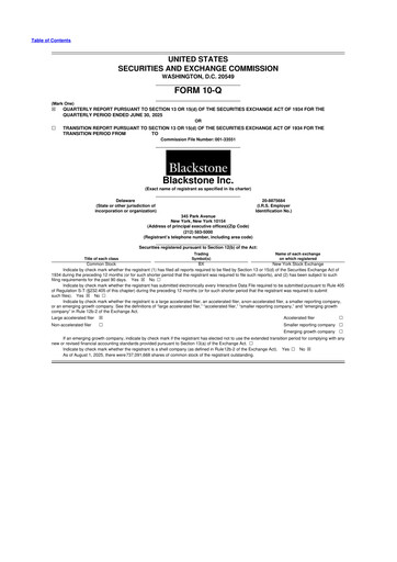 Thumbnail Blackstone Group 10-Q Quarterly Report FY 