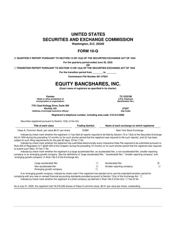 Vorschaubild Equity Bancshares 10-Q Quartalsbericht 2025 