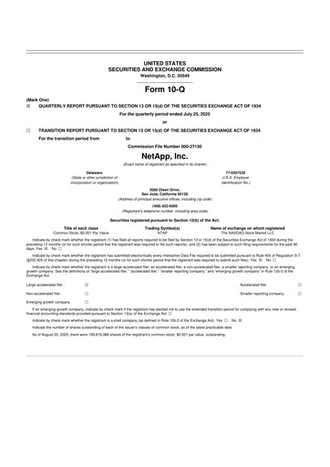 Miniature NetApp
 10-Q Rapport trimestriel 2025 