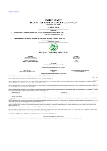 Thumbnail Hain Celestial 10-K Annual Report 2025