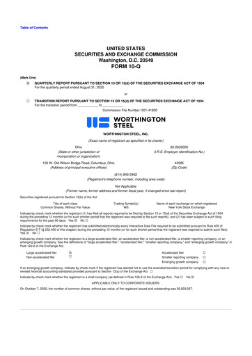 Vorschaubild Worthington Steel 10-Q Quartalsbericht 2026 