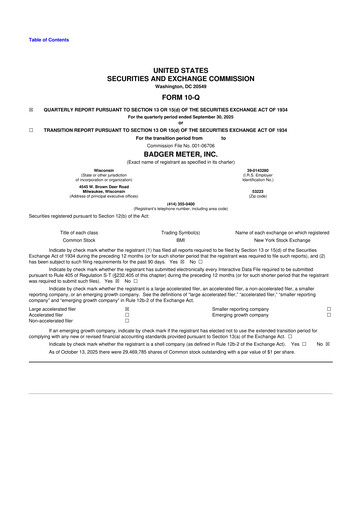 Thumbnail Badger Meter
 10-Q Quarterly Report FY2025 