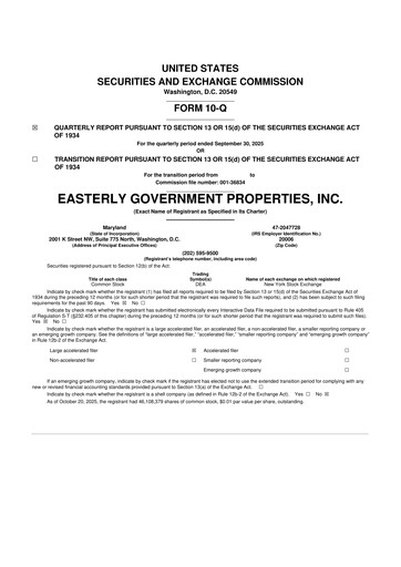 Thumbnail Easterly Government Properties 10-Q Quarterly Report FY2025 