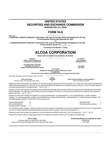 Miniature Alcoa 10-Q Rapport trimestriel 2025 