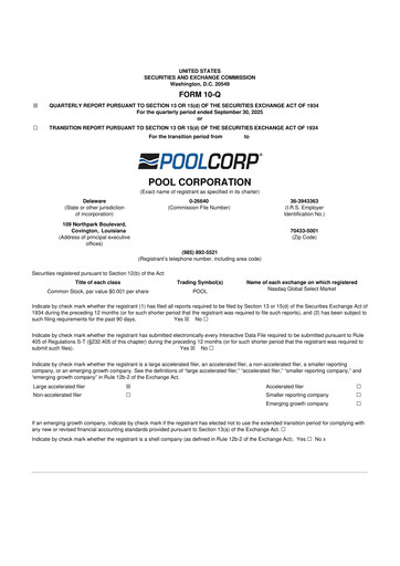Thumbnail POOLCORP 10-Q Quarterly Report FY2025 