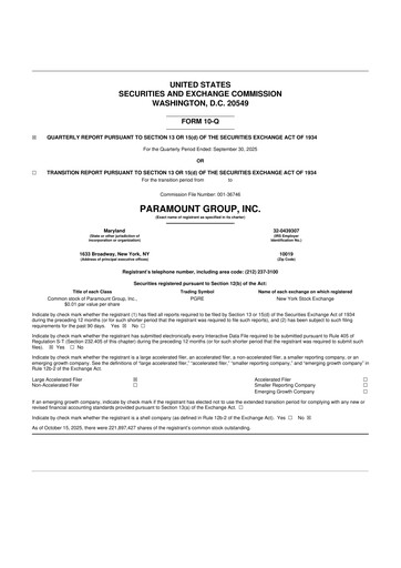 Vorschaubild Paramount Group 10-Q Quartalsbericht 2025 