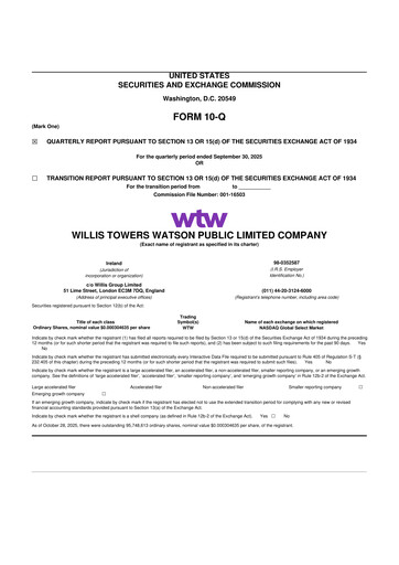 Thumbnail Willis Towers Watson  10-Q Quarterly Report FY2025 