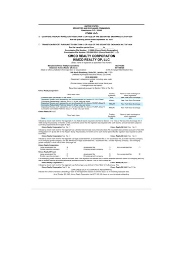 Vorschaubild Kimco Realty
 10-Q Quartalsbericht 2025 