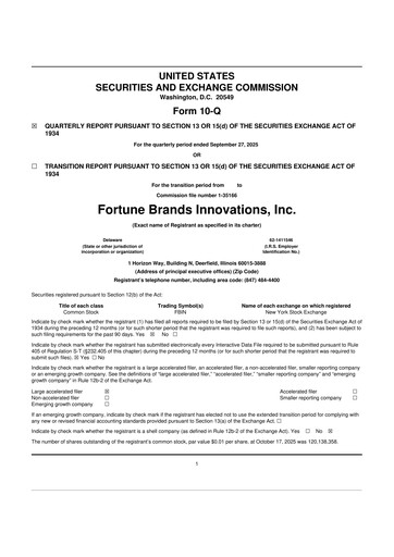 Thumbnail Fortune Brands Innovations 10-Q Quarterly Report FY2025 