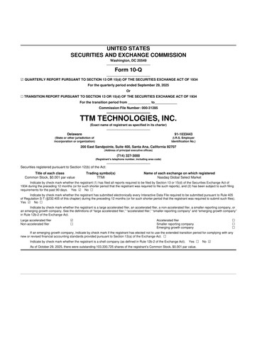 Thumbnail TTM Technologies
 10-Q Quarterly Report FY2025 