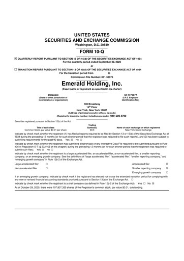 Thumbnail Emerald Holding 10-Q Quarterly Report FY2025 