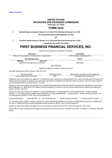 Thumbnail First Business Financial Services 10-Q Quarterly Report FY2025 