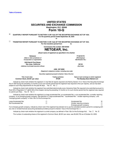 Miniature NETGEAR 10-Q Rapport trimestriel 2025 