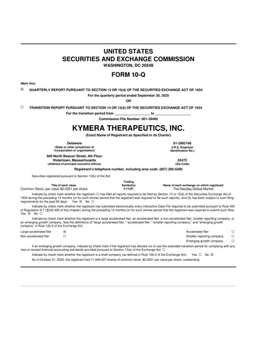 Thumbnail Kymera Therapeutics 10-Q Quarterly Report FY2025 