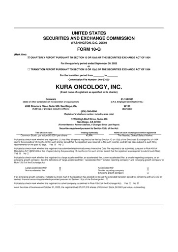 Thumbnail Kura Oncology
 10-Q Quarterly Report FY2025 