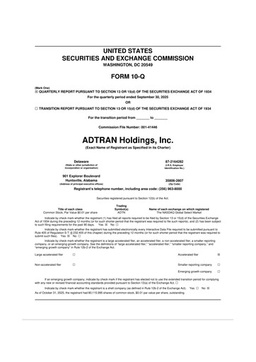 Thumbnail ADTRAN 10-Q Quarterly Report FY2025 