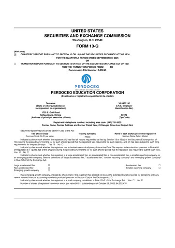 Thumbnail Perdoceo Education 10-Q Quarterly Report FY2025 