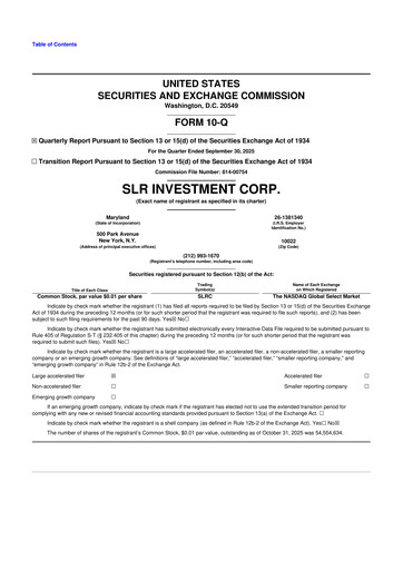 Vorschaubild SLR Investment 10-Q Quartalsbericht 2025 