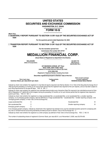 Thumbnail Medallion Financial Corp. 10-Q Quarterly Report FY2025 