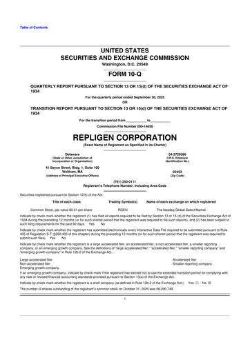 Miniature Repligen
 10-Q Rapport trimestriel 2025 