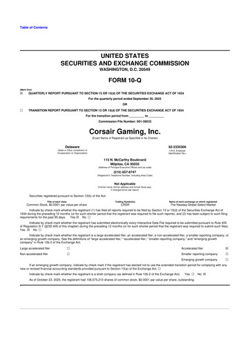 Thumbnail Corsair Gaming
 10-Q Quarterly Report FY2025 