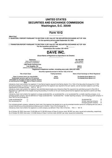 Thumbnail Dave Inc. 10-Q Quarterly Report FY2025 