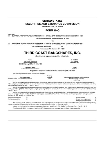 Thumbnail Third Coast Bancshares 10-Q Quarterly Report FY2025 