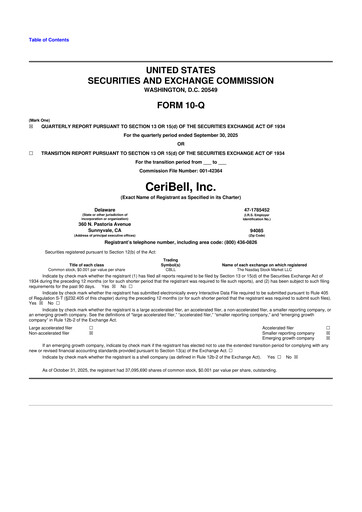 Miniature CeriBell 10-Q Rapport trimestriel 2025 