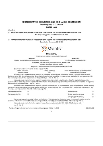 Thumbnail Ovintiv 10-Q Quarterly Report FY2025 