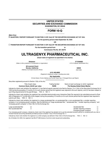Thumbnail Ultragenyx Pharmaceutical 10-Q Quarterly Report FY2025 
