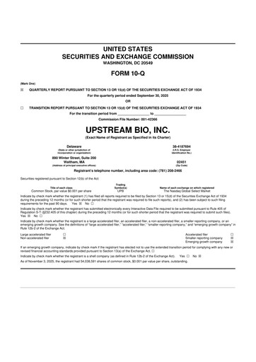 Thumbnail Upstream Bio 10-Q Quarterly Report FY2025 