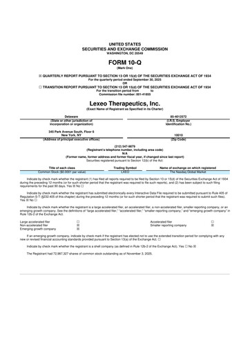 Thumbnail Lexeo Therapeutics 10-Q Quarterly Report FY2025 