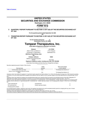 Thumbnail Tempest Therapeutics 10-Q Quarterly Report FY2025 