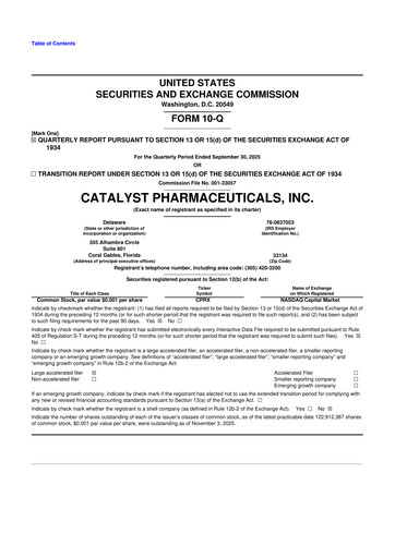 Thumbnail Catalyst Pharmaceuticals 10-Q Quarterly Report FY2025 