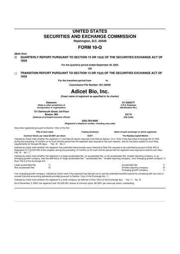 Thumbnail Adicet Bio 10-Q Quarterly Report FY 