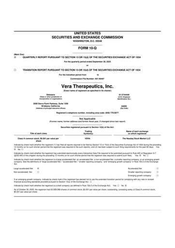 Thumbnail Vera Therapeutics 10-Q Quarterly Report FY2025 